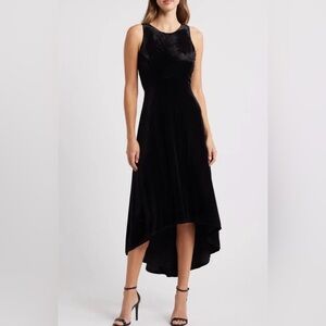 Halogen Black Velvet High-Low Evening Dress